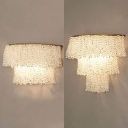 Classic Stylish Wall Light 2 Bulbs Clear Crystal Bead Sconce Light for Bedroom Living Room