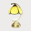 Vintage Tiffany Dome Table Light Glass 1 Light Beige Night Light for Study Room Bedroom