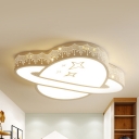 Child Bedroom Heart/Planet Flush Ceiling Light Acrylic Modern Style Stepless Dimming/Warm/White Ceiling Fixture