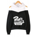 Funny Arrow Letter POP'S Print Cold Shoulder Long Sleeve Casual Sport Hoodie