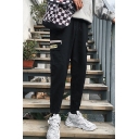 Street Style New Fashion Letter Patch Flap Pocket Elastic Cuffs Drawstring Waist Cotton Casual Cargo Pants