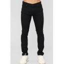 Men's Fashion Basic Simple Plain Black Slim Fit Leisure Jeans