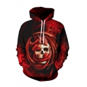 Halloween 3D Fire Skull Smog Pattern Casual Sport Unisex Hoodie