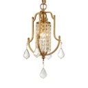 Traditional Bell Mini Chandelier Metal 1 Light Gold Hanging Light with Crystal for Cloth Shop