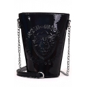 New Fashion Graphic Embossed Pattern Solid Color Laser Mini Crossbody Bucket Bag 9*19*7 CM