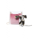 New Trendy Ombre Color Silk Scarf Bow Tied Transparent Crossbody Bag 18*6*23 CM