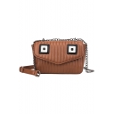Lovely Cartoon Eye Pattern Sewing Thread Magnetic Buckle Crossbody Bag with Chain Strap 20*14*7 CM