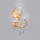 3 Lights Candle Sconce Light Elegant Style Metal Wall Lamp in Gold for Dining Room Hallway