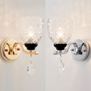Gold/Chrome Candle Sconce Light with Clear Crystal 1 Bulb Luxurious Metal Wall Lamp for Dining Room