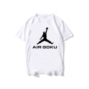 Summer Mens Funny Figure Letter AIR Printed Loose Fit White Tee