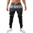 Hot Fashion Letter GG Graphic Printed Drawstring Waist Grey Casual Cotton Joggers Pencil Pants