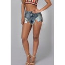 Womens Summer Sexy High Rise Distressed Frayed Hem Shredded Slouch Hot Pants Denim Shorts
