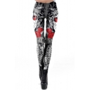 New Trendy Halloween Ghost Bride Print High Waist Fitted Classic Pants Leggings