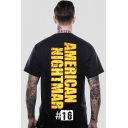 Summer Hot Trendy Short Sleeve Round Neck ALAN WAKE'S Letter Printed Black Loose Pullover T-Shirt