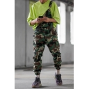 Men's New Stylish Cool Camouflage Printed Army Green Cargo Pants Bib Overalls