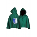 Logo Back Printed Single Button Hooded Cape Short Coat