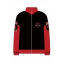 Hot Popular Comic 3D Printed Black and Red Long Sleeve Stand Collar Zip Up Hoodie