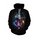 Star Wars Comic Figure 3D Printed Black Relaxed Fit Long Sleeve Drawstring Hoodie