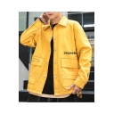 Mens New Fashion Simple SUPERHEY Letter Print Long Sleeve Single Breasted Loose Shirt Jacket