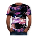 Summer Short Sleeve Round Neck Oil Painting Printed Pullover Straight T Shirt