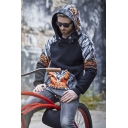 Hot Trendy Black Tiger Printed Long Sleeve Casual Loose Warming Hoodie with Pocket