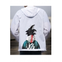 Mens Cool Comic Anime Character Printed Back Hooded Long Sleeve Zip Up Track Jacket