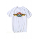 Central Perk Coffee Cup Printed Basic Short Sleeve White T-Shirt