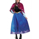 New Stand Collar Long Sleeve Princess Elsa Dress Cosplay Floral Print A-Line Maxi Dress