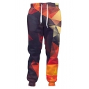 Popular Fashion Ombre Color Geometric 3D Printed Drawstring Waist Casual Loose Sweatpants