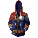 Trendy Fire Comic Cosplay Costume Basic Long Sleeve Blue Zip Up Hoodie