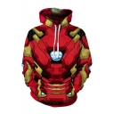 Hot Comic Cosplay 3D Printed Drawstring Hooded Long Sleeve Red Pullover Hoodie