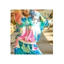 Cool Colorful Geometry Printed Long Sleeve Zip Up Hoodie With Pockets