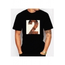 Summer New Trendy Letter 2 Character Printed Short Sleeve Round Neck Black T-Shirt