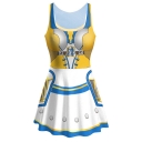 New Trendy Scoop Neck Sleeveless Cosplay 3D Printed Mini A-Line Pleated Skater Dress
