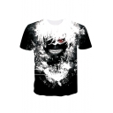 Mens New Stylish Short Sleeve Round Neck Comic Printed Black And Casual White T-Shirt