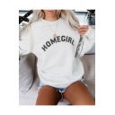Cool Simple Letter HOMEGIRL Print Crewneck Long Sleeve Casual Leisure Sweatshirt