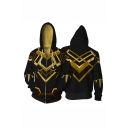 Hot Popular 3D Printed Comic Cosplay Costume Long Sleeve Zip Up Hoodie