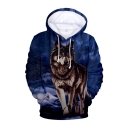 Hot Fashion Cool Wolf 3D Printed Drawstring Hooded Long Sleeve Loose Hoodie