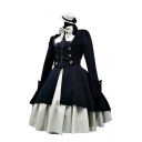 Womens Trendy Vintage Medieval Bow-Tie Collar Lace-Up Back Cosplay Fit and Flared Dress
