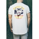 Cool Street Style Short Sleeve Round Neck MANHATTAN Letter Animal Printed Loose T-Shirt