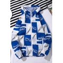 Men's Hot Fashion Letter Printed Long Sleeve Hooded Zip Placket Sun Protection Loose Coat