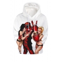 Hot Popular Funny Comic Girl 3D Printed Long Sleeve White Pullover Hoodie