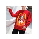 Hot Fashion Skull Letter Printed Round Neck Long Sleeve Trendy Pullover Sweatshirts