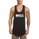 Summer New Arrival Sleeveless Scoop Neck Muscle Guy Letter Printed Quick Drying Breathable Cotton Tank Tee