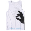 Mens New Stylish Sleeveless Scoop Neck Off Letter Hand Printed Quick Drying Sport Mesh Tank Tee