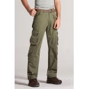 Men's Popular Fashion Solid Color Utility Multi-pocket Straight Cargo Pants