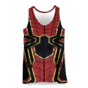 Summer New Stylish Sleeveless Round Neck Spider Printed Loose Red Tank Top