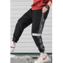 Men's Popular Trendy Letter Printed Colorblock Patched Side Drawstring Waist Loose Fit Casual Sports Track Pants