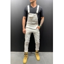 Men's Popular Fashion Simple Plain Slim Fit Bib Overalls