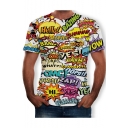 Summer Personalized Short Sleeve Round Neck Cartoon Comic Letter Printed Cool Unique T Shirt